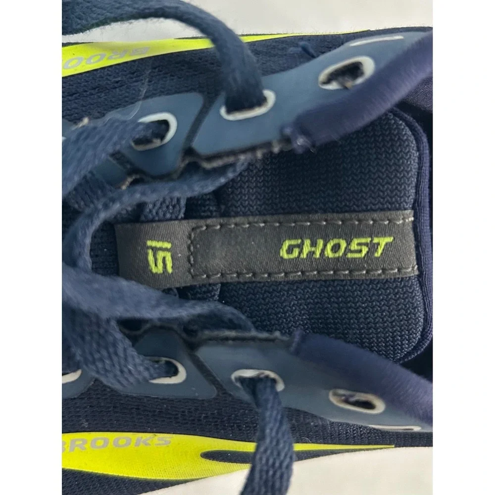 Brooks Ghost 15 Mens Running Shoes Navy Blue Neon Yellow 1103931D429 Size 7.5 D